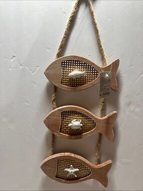Rustic Whitewashed Brown Fish Wall Hanging - Home Art